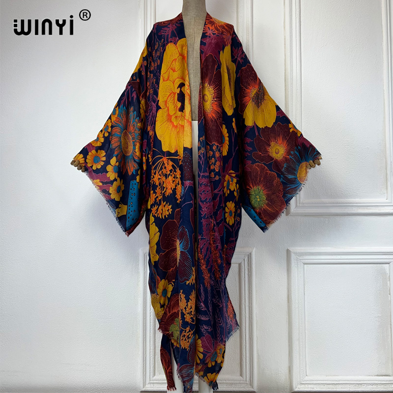 Cover Up Kaftan - WINYI Afrykańska Moda Letnia Sukienka Kimono