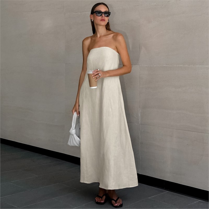 Moda Elegancka Prosta Konstruk – Linen Dress Wrap recenzja i cena