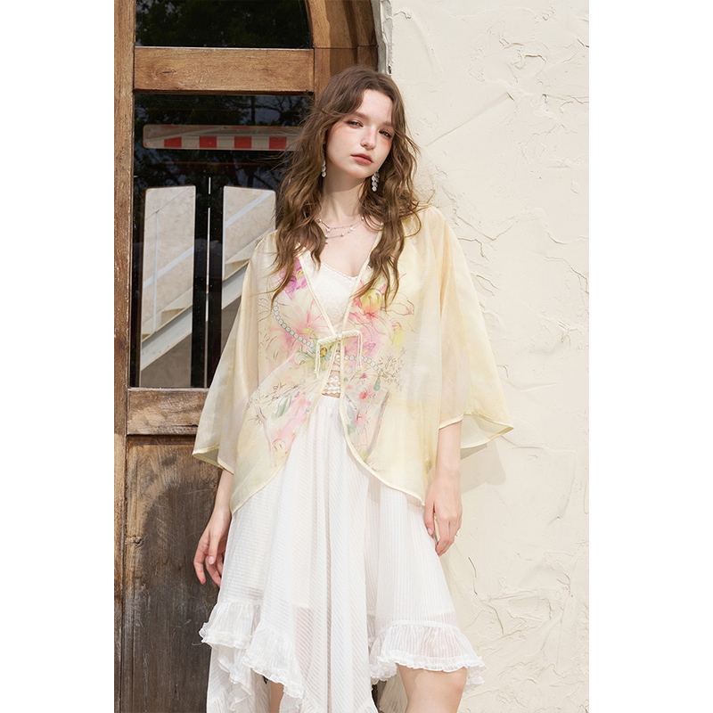 ELFSACK Nowa chińska kurtka ki – Kimono Sheer Floral recenzja i cena