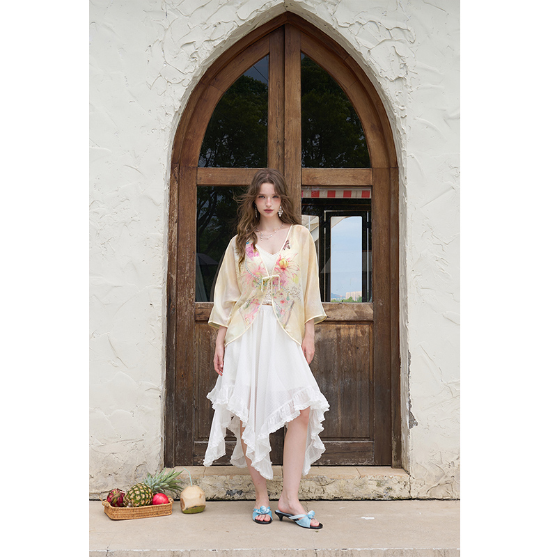 ELFSACK Nowa chińska kurtka ki – Kimono Sheer Floral recenzja i cena